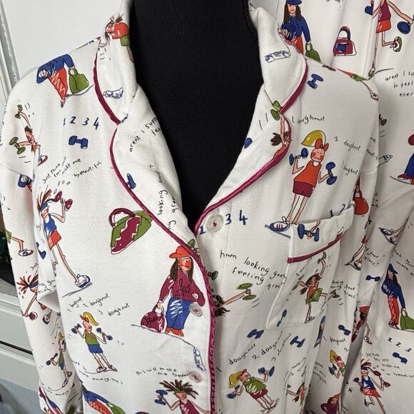 ROCKETWEAR Pajamas 2 Pc Brushed Cotton Exercise Gals Print Women’s Jr Size M - Picture 2 of 12